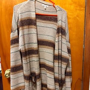 Maurices Mocha Brown and Brown striped knit women's cardigan size XXL.
